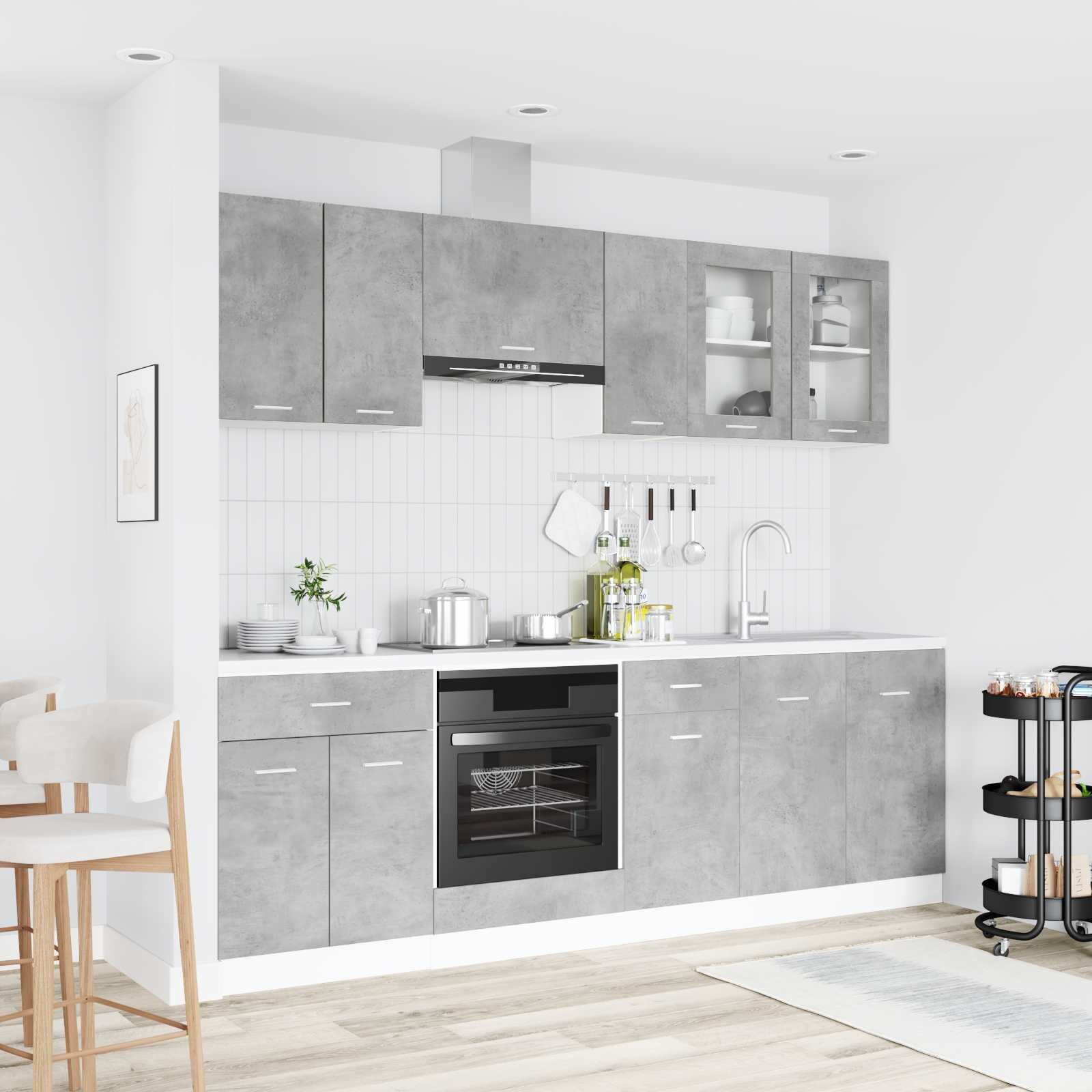vidaXL Кухненски единица Lyon 8 бр. Инженерна дървесина