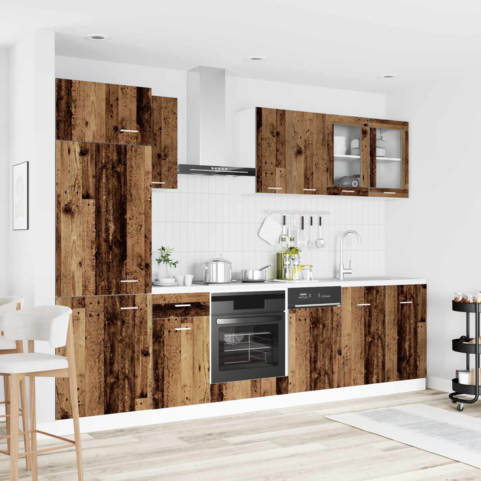 vidaXL Кухненски единица Lyon 8 бр. Старо дърво Инженерна дървесина