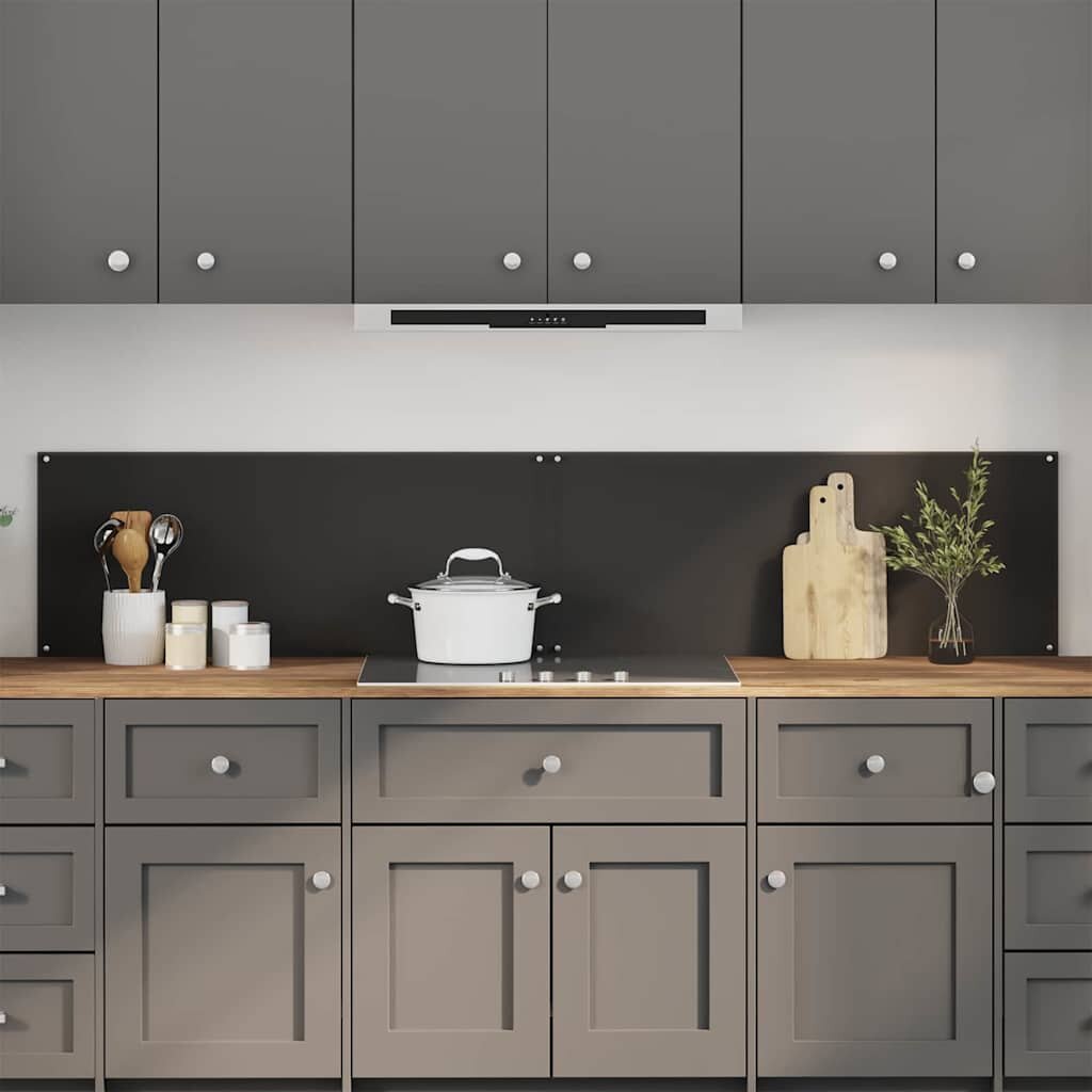 vidaXL Кухненски гръб 2 бр. Черно 100 x 40 cm закалено стъкло