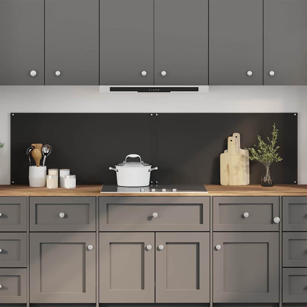 vidaXL Кухненски гръб 2 бр. Черно 100 x 50 cm закалено стъкло