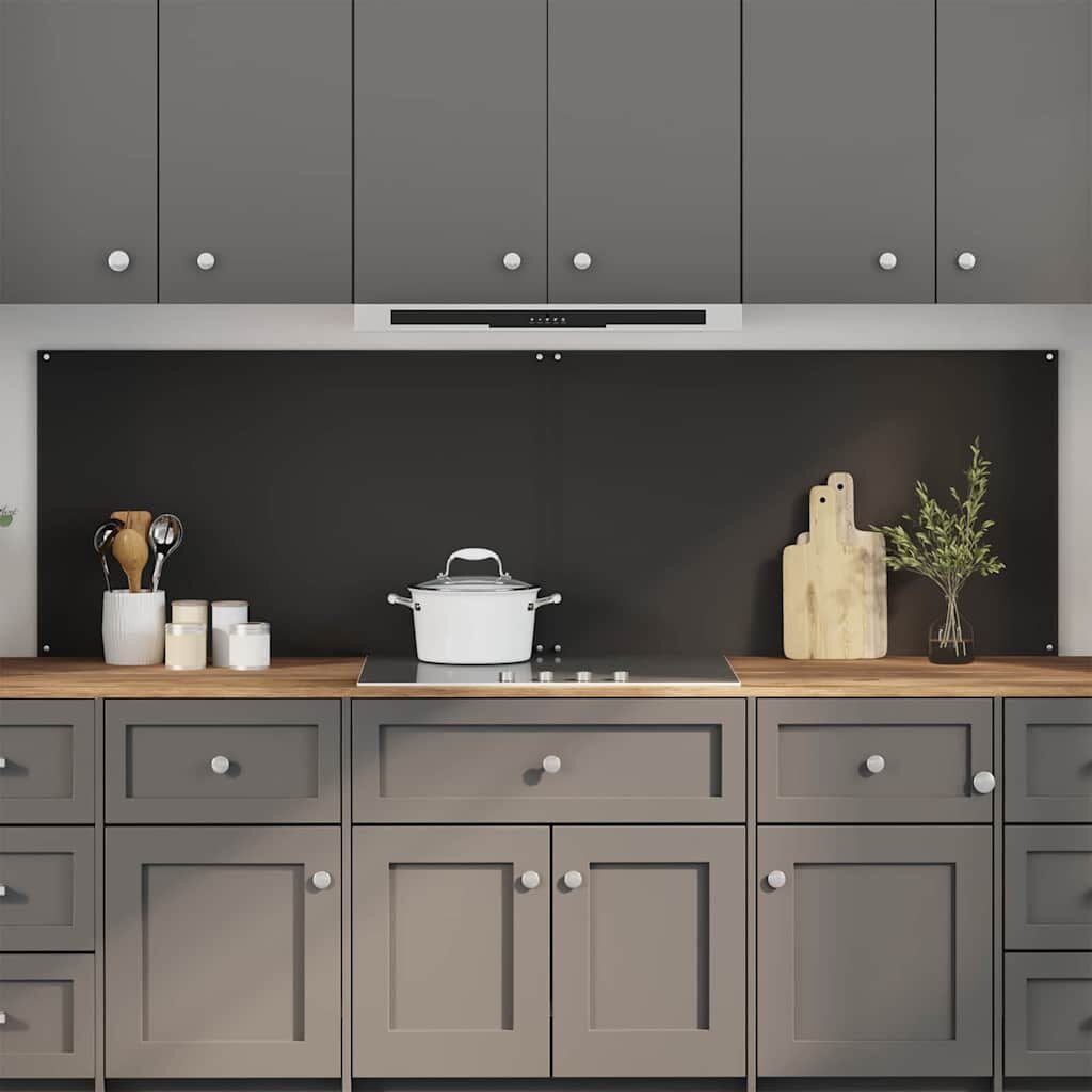 vidaXL Кухненски гръб 2 бр. Черно 100 x 60 cm закалено стъкло
