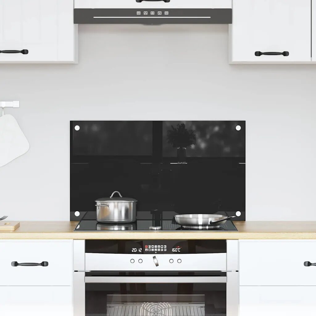 vidaXL Кухненски гръб Черно 70 x 40 cm закалено стъкло