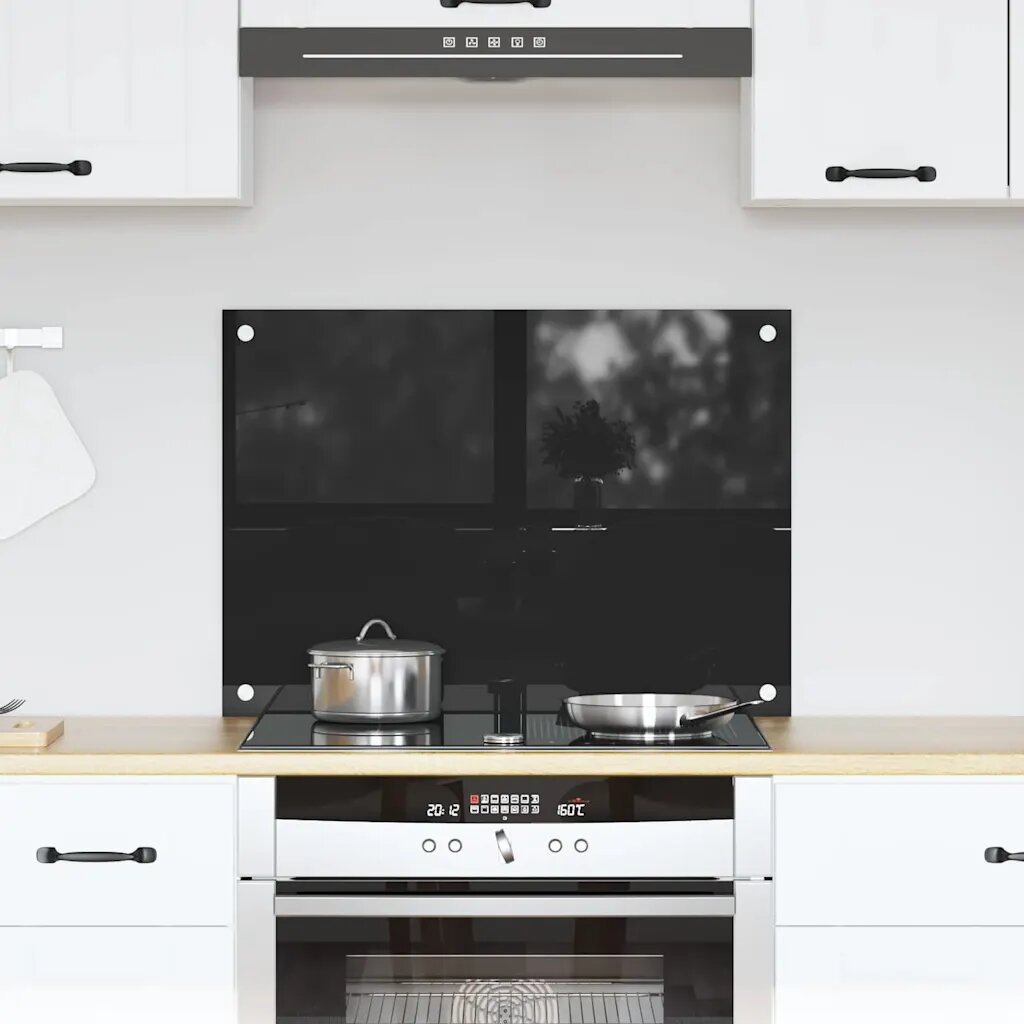 vidaXL Кухненски гръб Черно 70 x 50 cm закалено стъкло