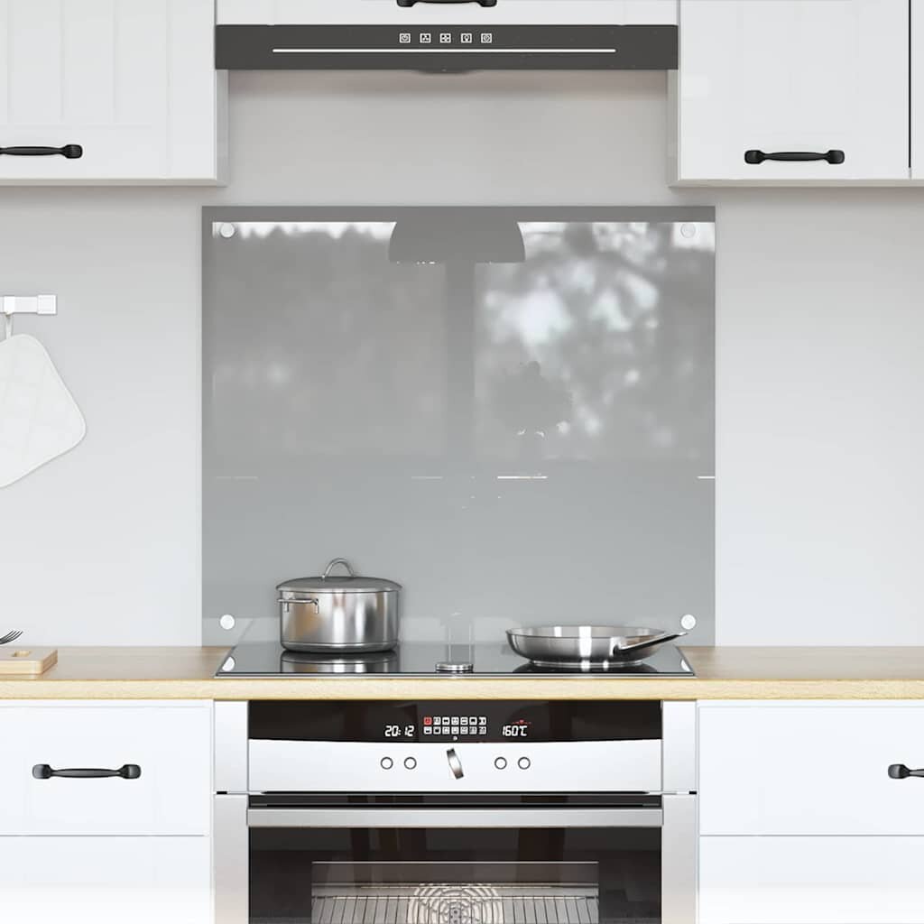 vidaXL Кухненски гръб Светлосиво 70 x 60 cm закалено стъкло