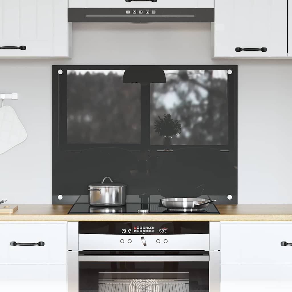 vidaXL Кухненски гръб Тъмен сив 80 x 60 cm закалено стъкло