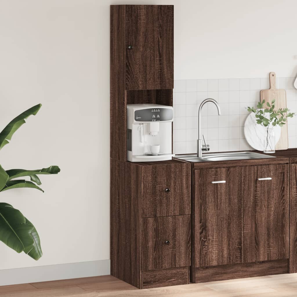 vidaXL Кухненски шкаф кафяв дъб 35x50x180 см инженерно дърво