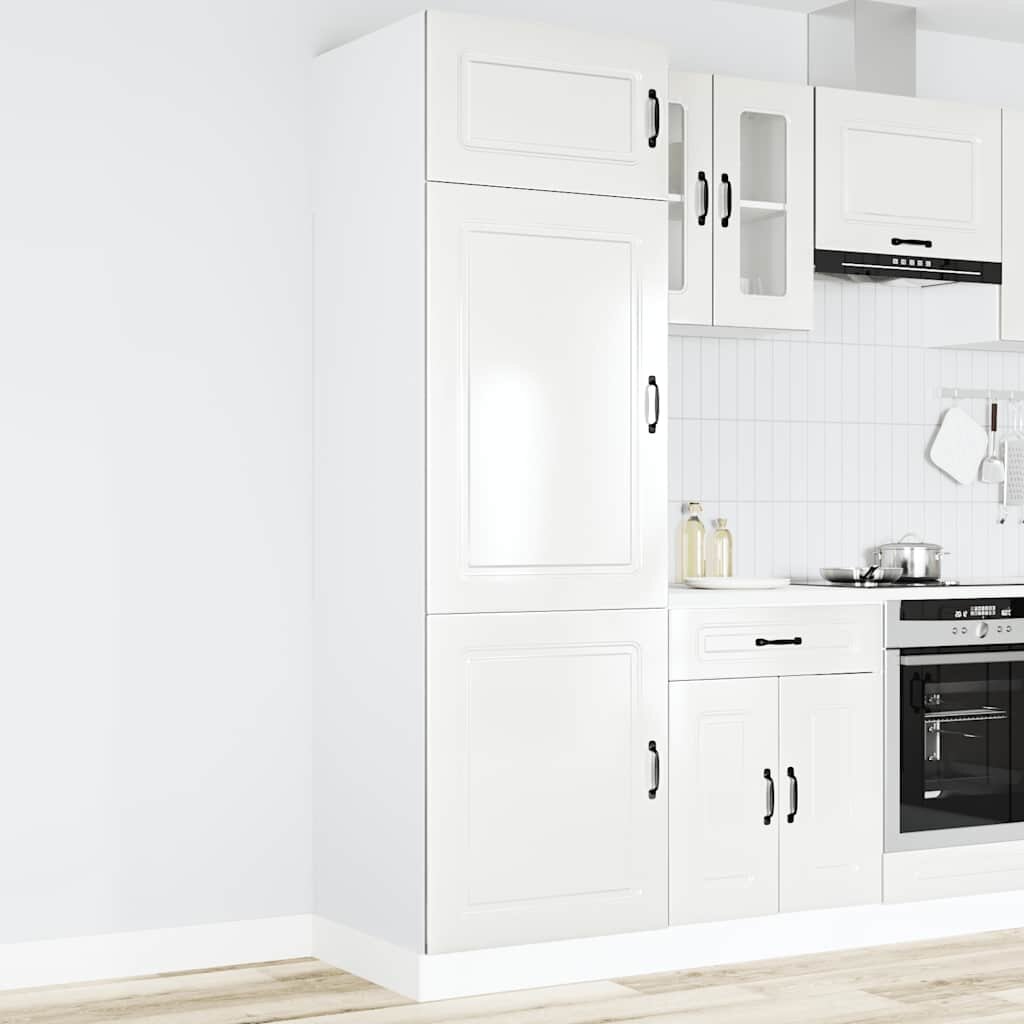vidaXL Кухненски шкаф Kalmar бял гланц инженерно дърво