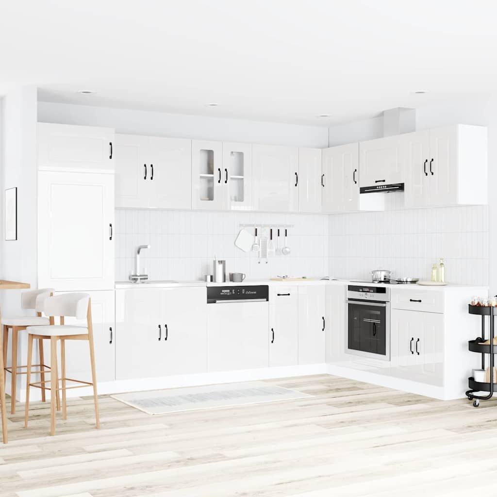 vidaXL Кухненски шкаф Kalmar Лъскаво бяло 80 x 46 x 815 см