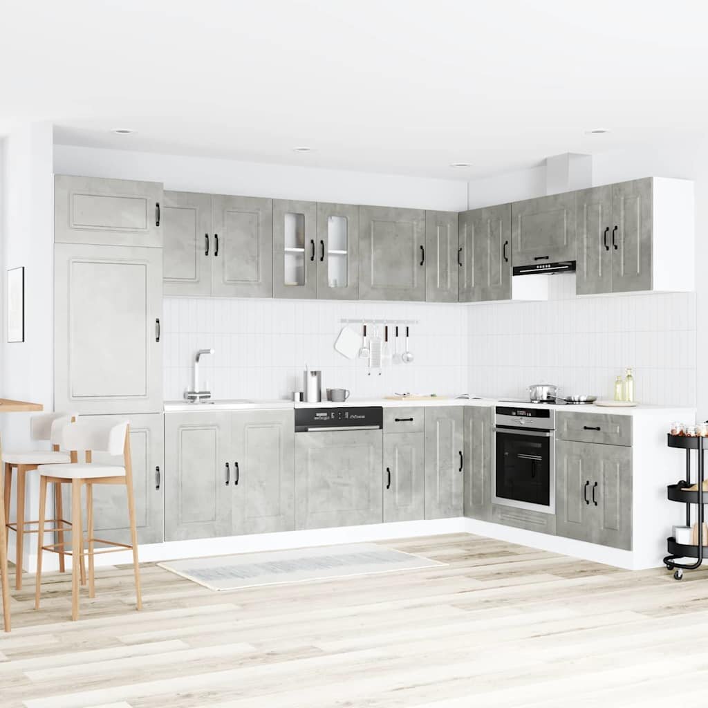 vidaXL Кухненски шкаф Kalmar Циментено сиво 80 x 46 x 815 см