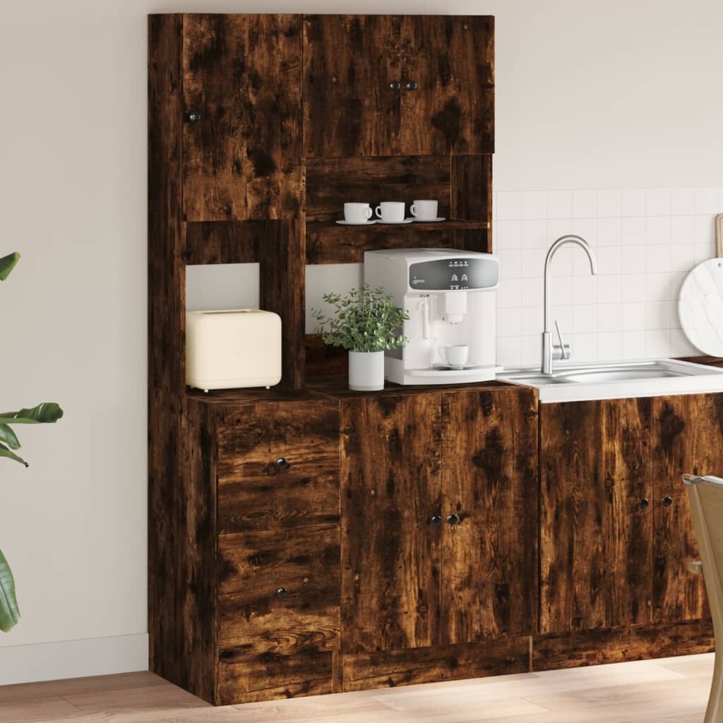 vidaXL Кухненски шкаф опушен дъб 95x50x180 см инженерно дърво