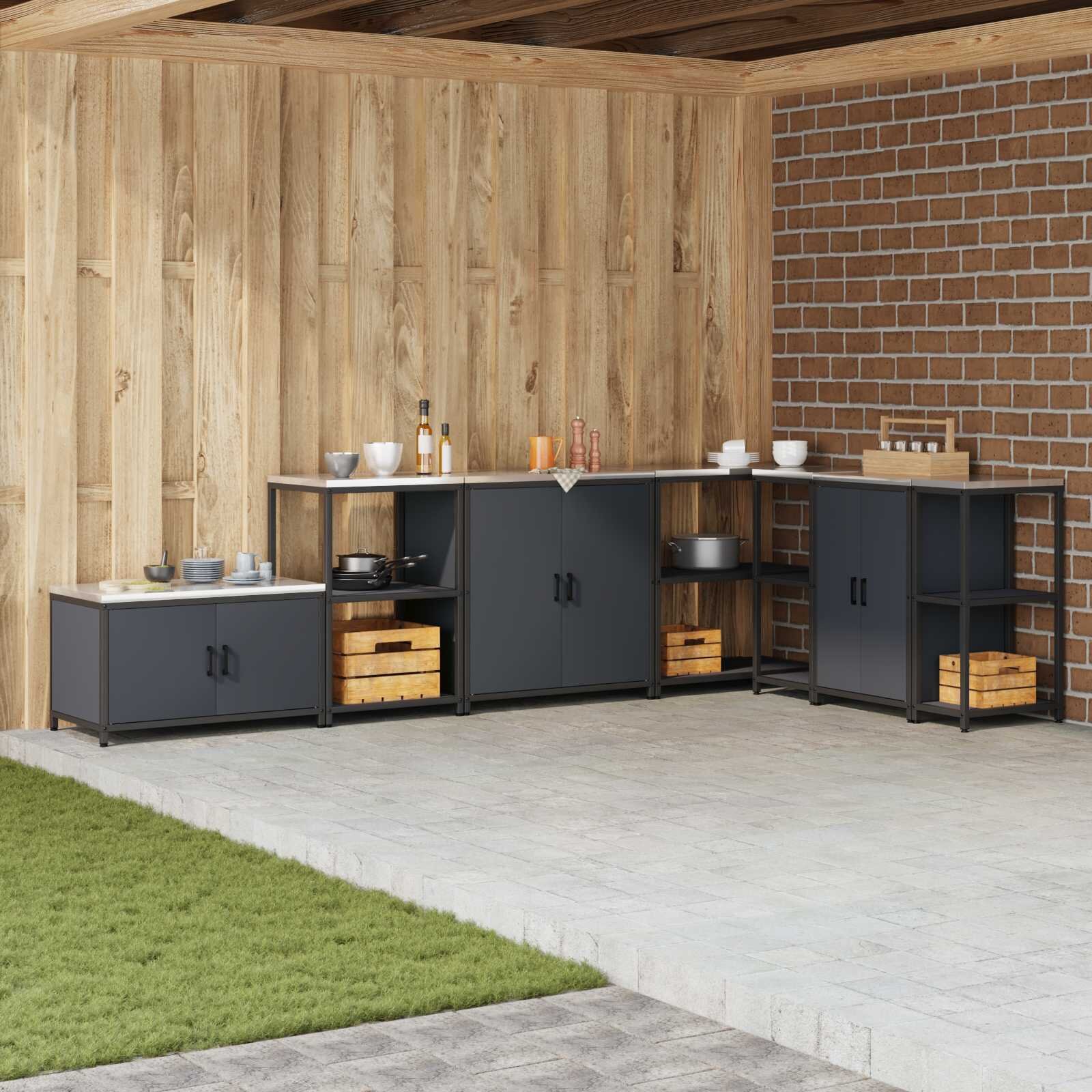 vidaXL Кухненски шкаф за съхранение HATTEM Антрацит 90 x 50 x 53 см
