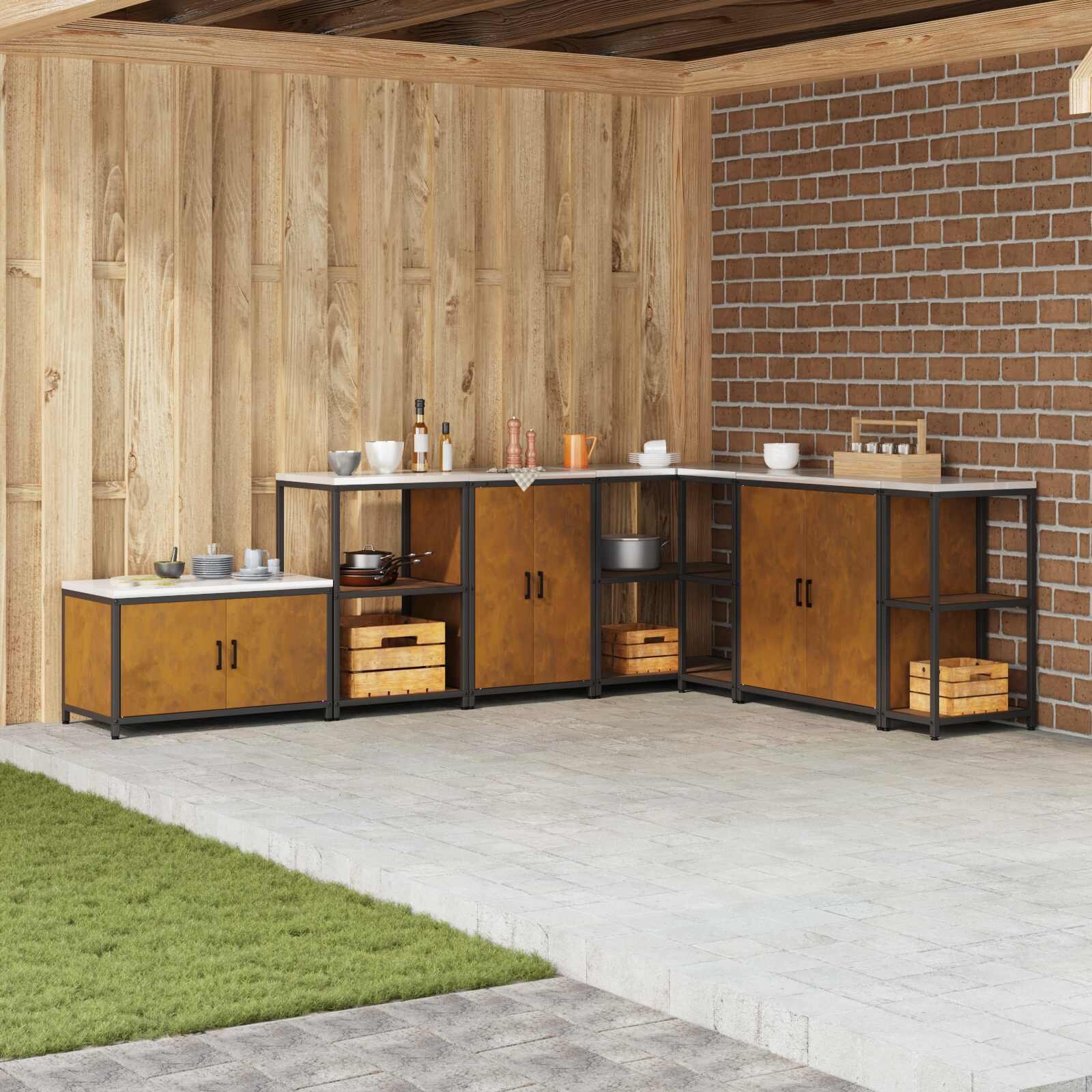vidaXL Кухненски шкаф за съхранение HATTEM Ръждясало 60 x 50 x 92 см
