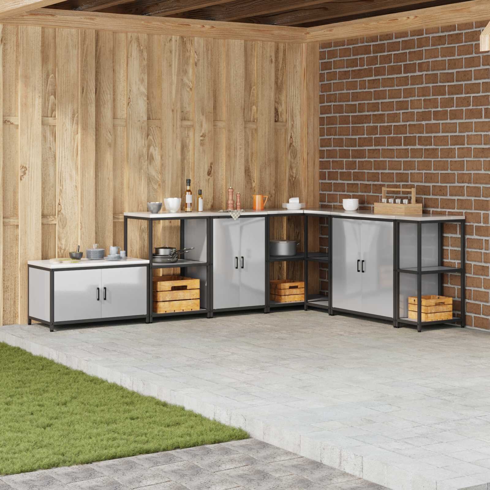 vidaXL Кухненски шкаф за съхранение HATTEM Сребристо 60 x 50 x 92 см