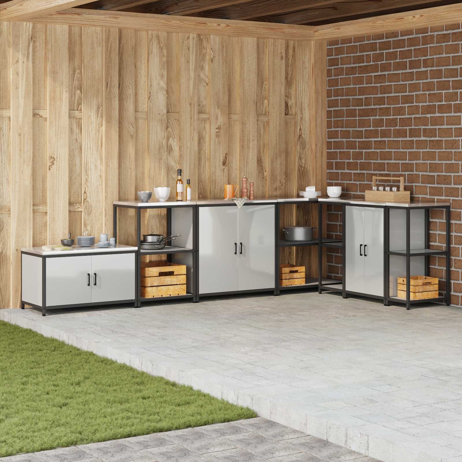 vidaXL Кухненски шкаф за съхранение HATTEM Сребристо 90 x 50 x 53 см