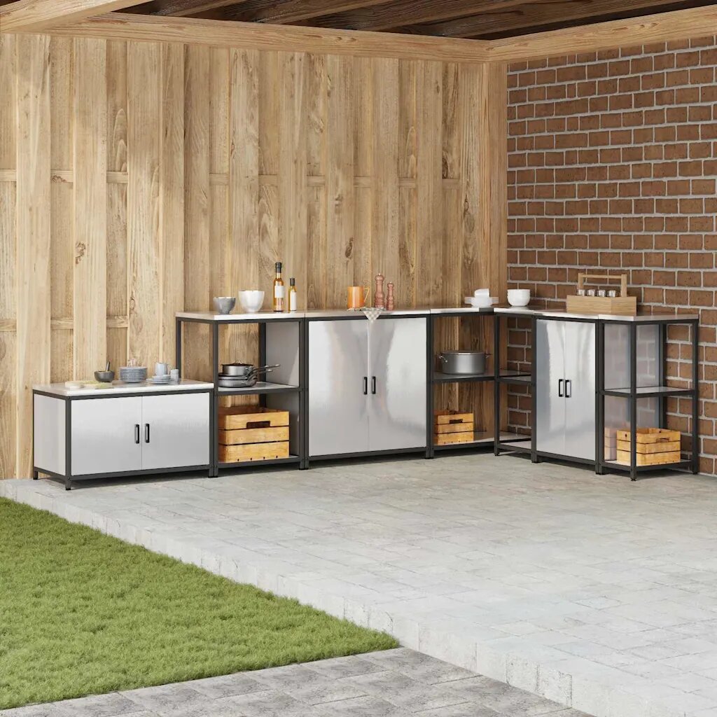 vidaXL Кухненски шкаф за съхранение HATTEM Сребристо 90 x 50 x 92 см