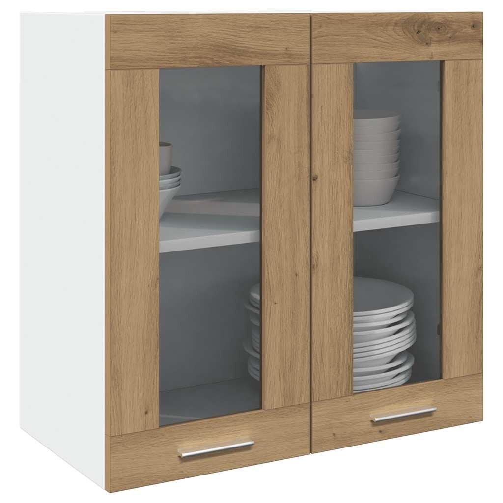 vidaXL Кухненски стенен шкаф "Lyon" със стъклена врата цвят Artisan Oak 60x31x60 см