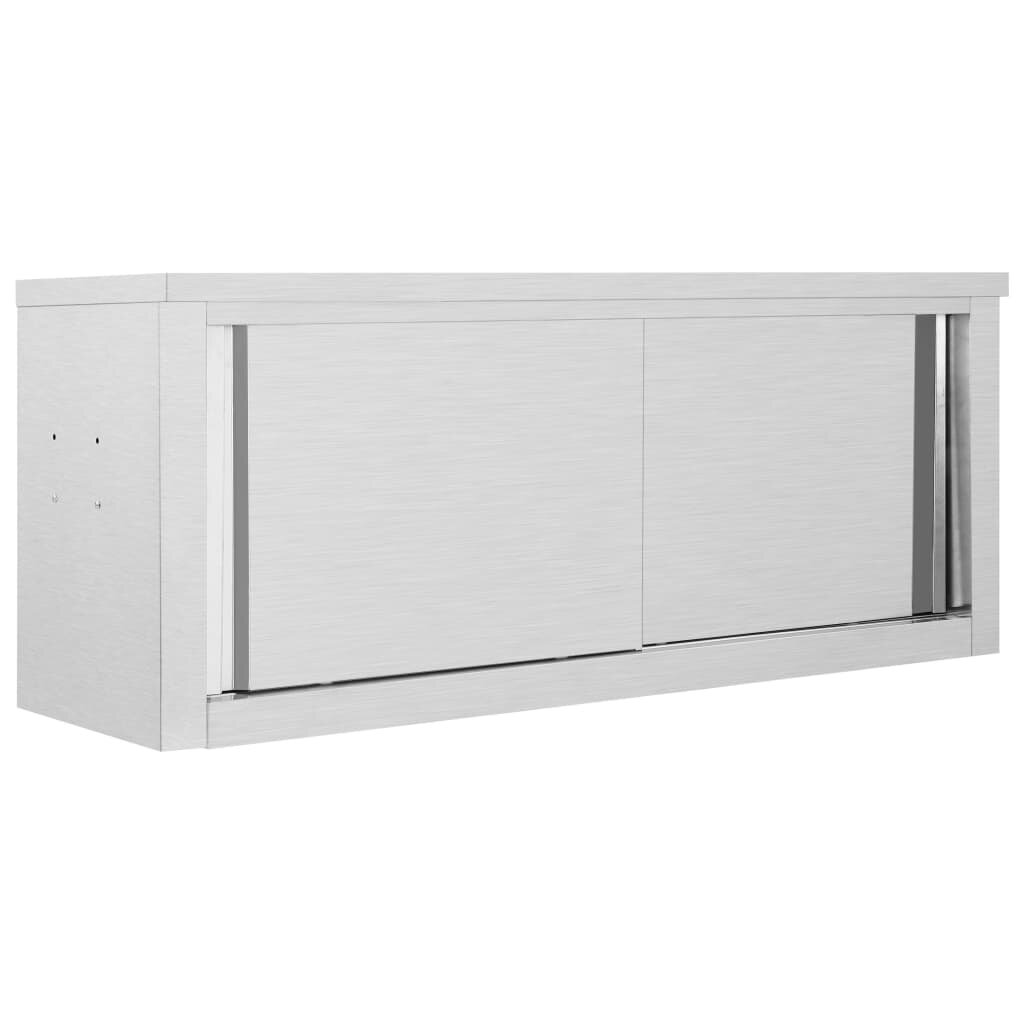 vidaXL Кухненски стенен шкаф с плъзгащи врати 120x40x50 см стомана