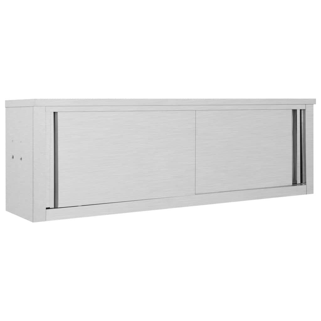 vidaXL Кухненски стенен шкаф с плъзгащи врати 150x40x50 см стомана