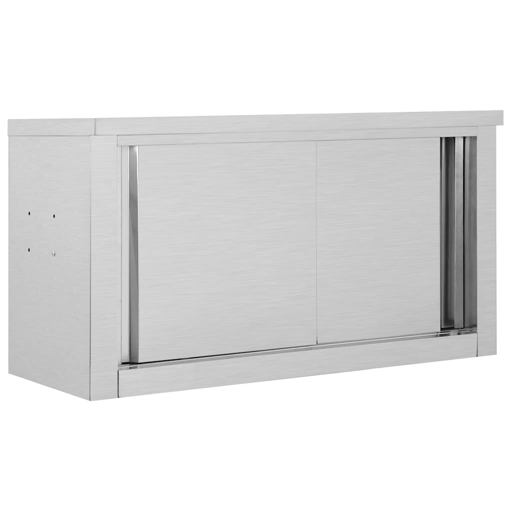 vidaXL Кухненски стенен шкаф с плъзгащи врати 90x40x50 см стомана