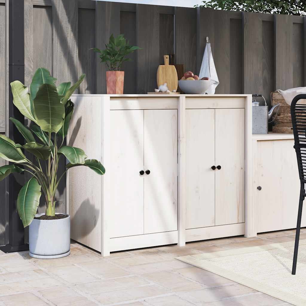 vidaXL Кухненски вратички за открито MEPPEL 2 бр бели 50x9x82 см бор масив