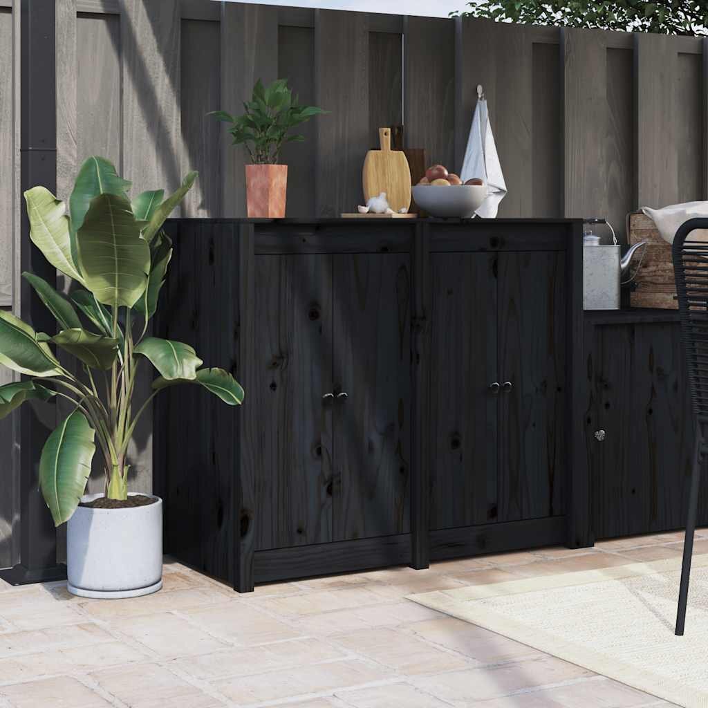 vidaXL Кухненски вратички за открито MEPPEL 2 бр черни 50x9x82 см бор масив