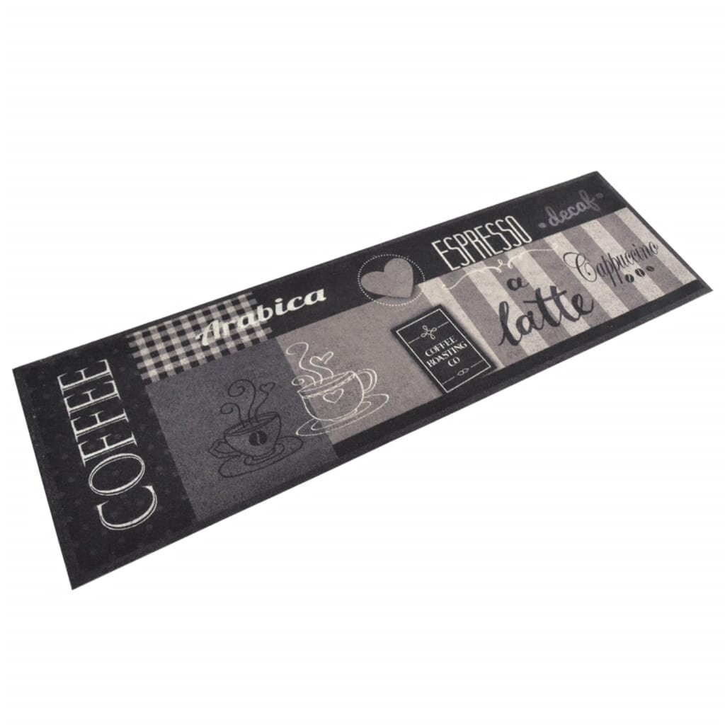 vidaXL Кухненско килимче миещо Coffee черно 45x150 см кадифе