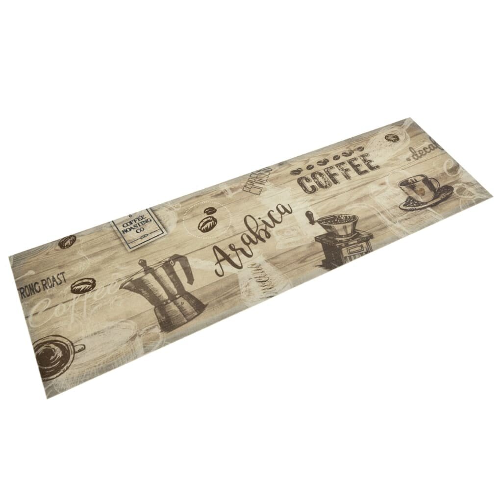 vidaXL Кухненско килимче миещо Coffee кафяво 45x150 см кадифе