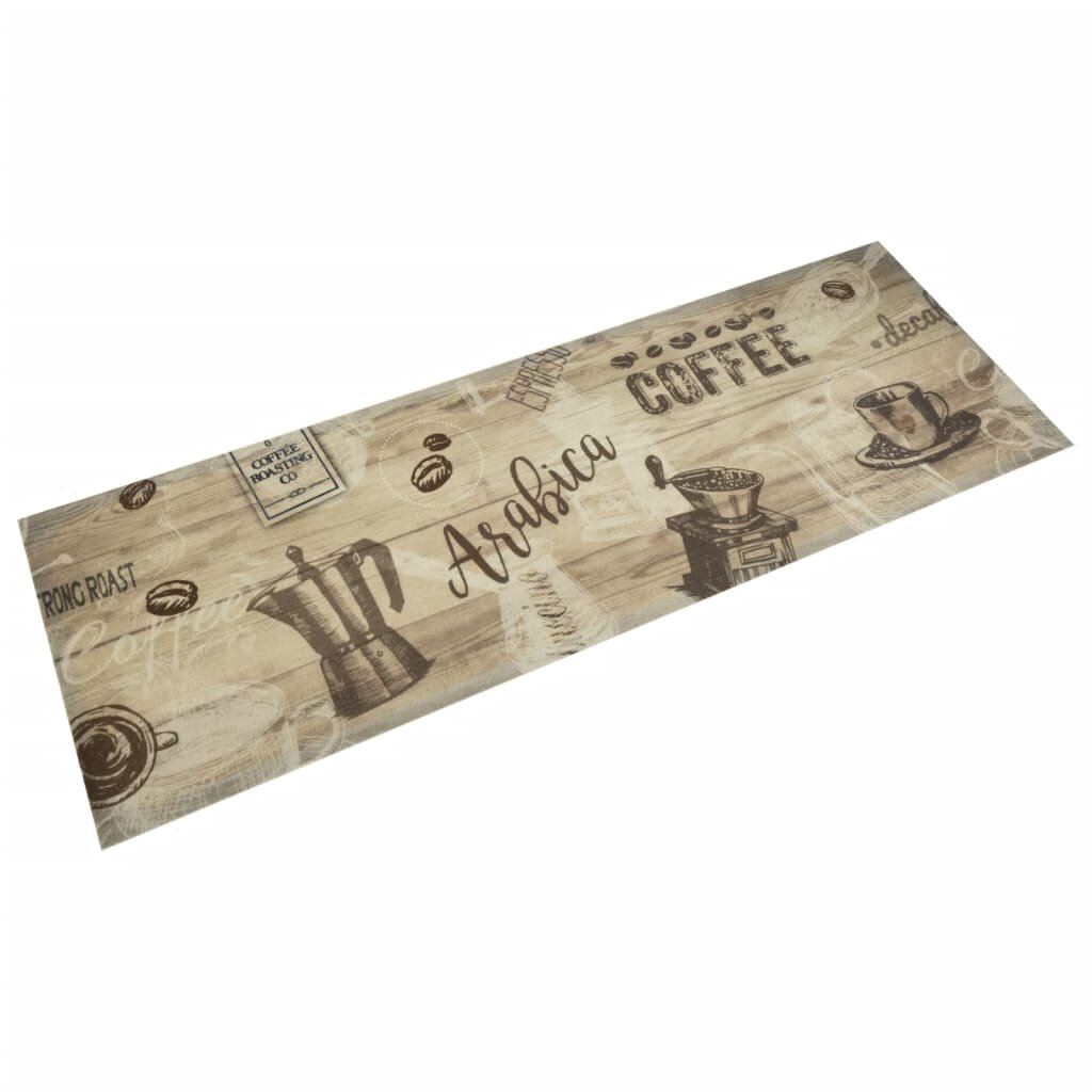 vidaXL Кухненско килимче миещо Coffee кафяво 60x180 см кадифе