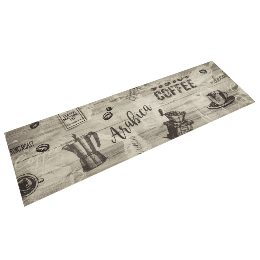 vidaXL Кухненско килимче миещо Coffee сиво 45x150 см кадифе