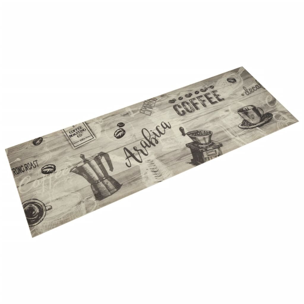 vidaXL Кухненско килимче миещо Coffee сиво 60x180 см кадифе