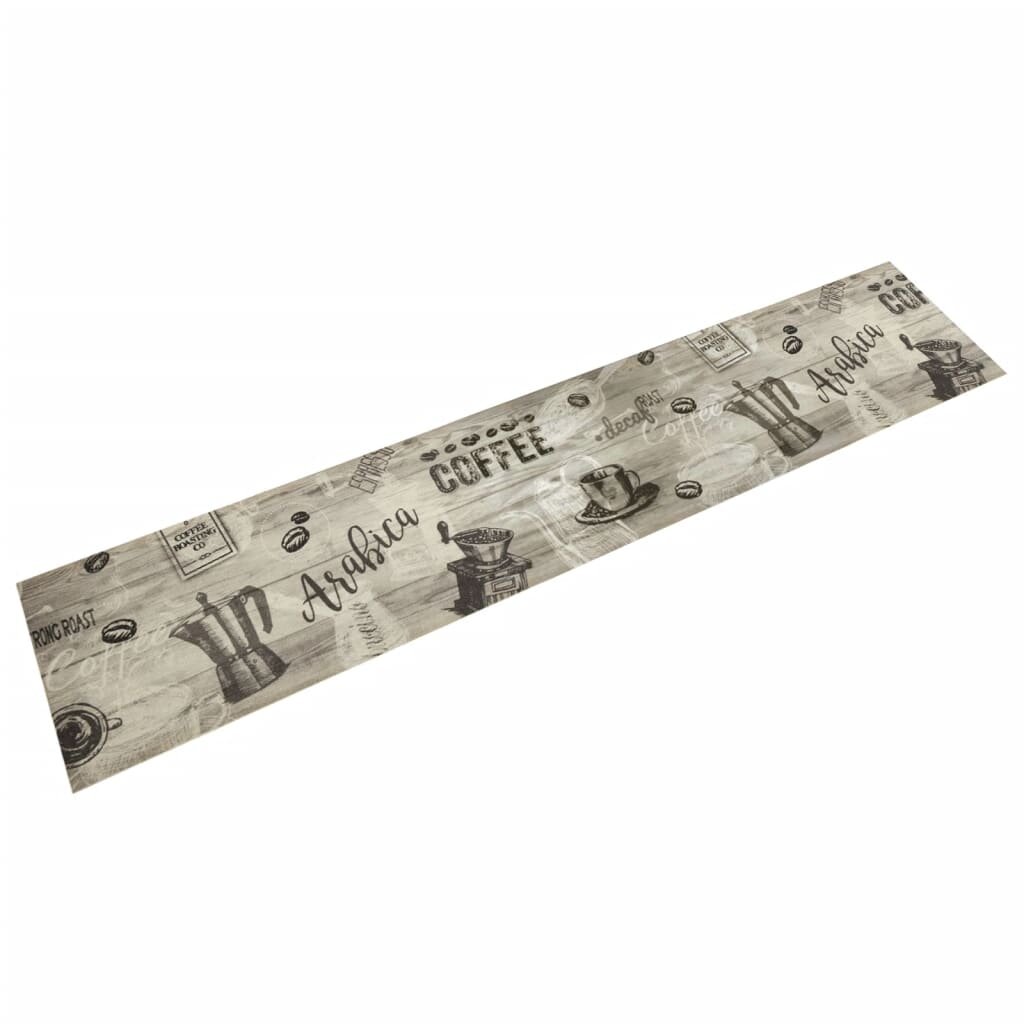 vidaXL Кухненско килимче миещо Coffee сиво 60x300 см кадифе