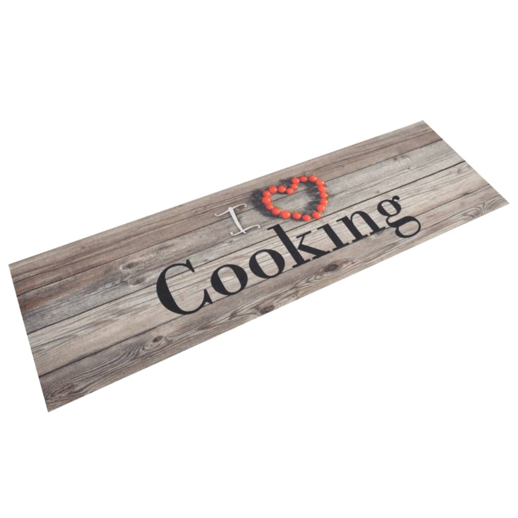 vidaXL Кухненско килимче миещо Cooking сиво 45x150 см кадифе
