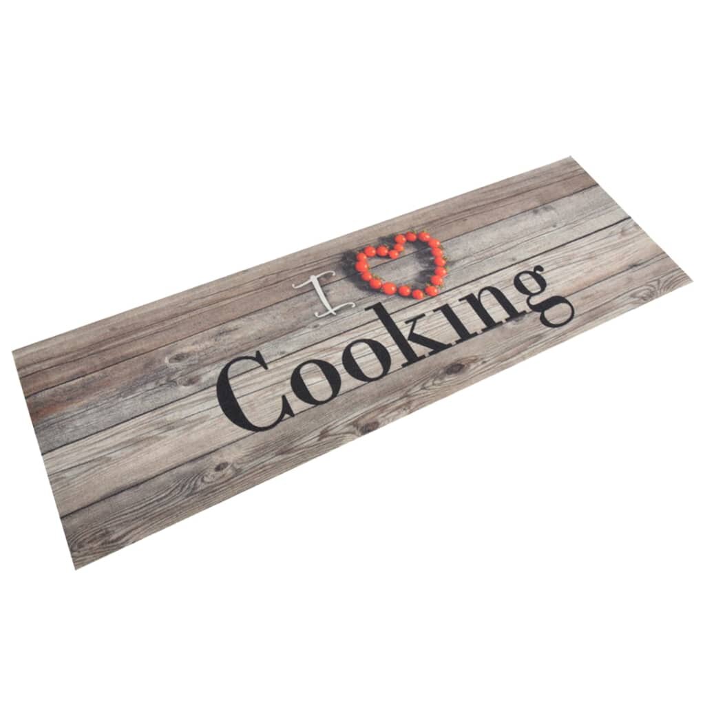 vidaXL Кухненско килимче миещо Cooking сиво 60x180 см кадифе