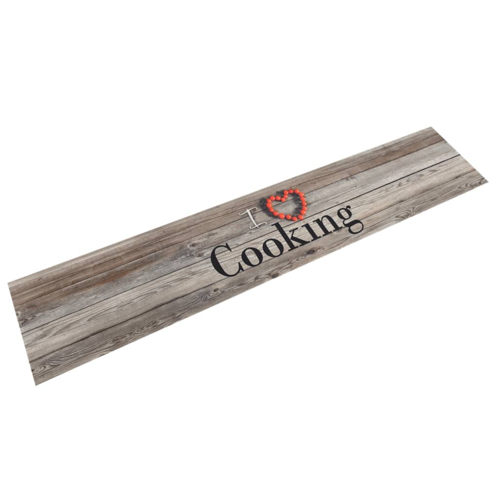vidaXL Кухненско килимче миещо Cooking сиво 60x300 см кадифе