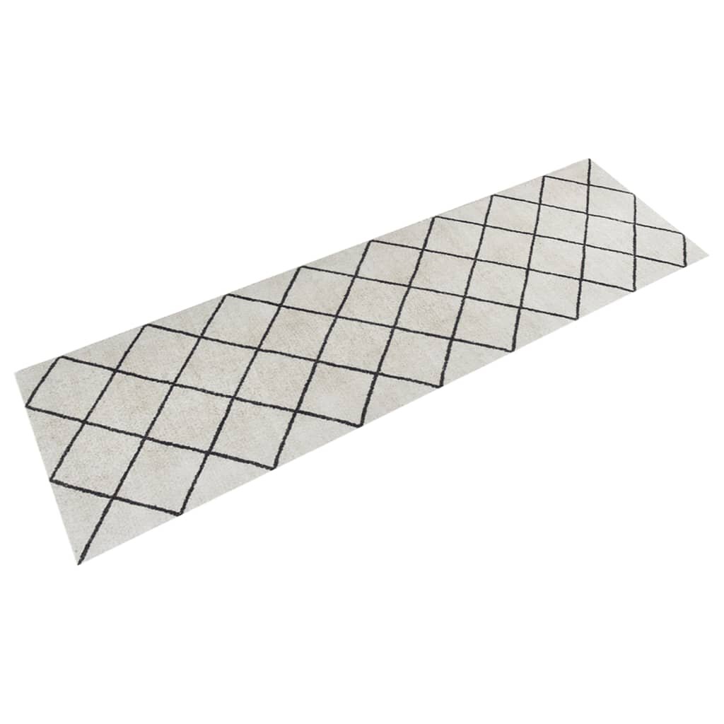 vidaXL Кухненско килимче миещо квадрати 45x150 см кадифе