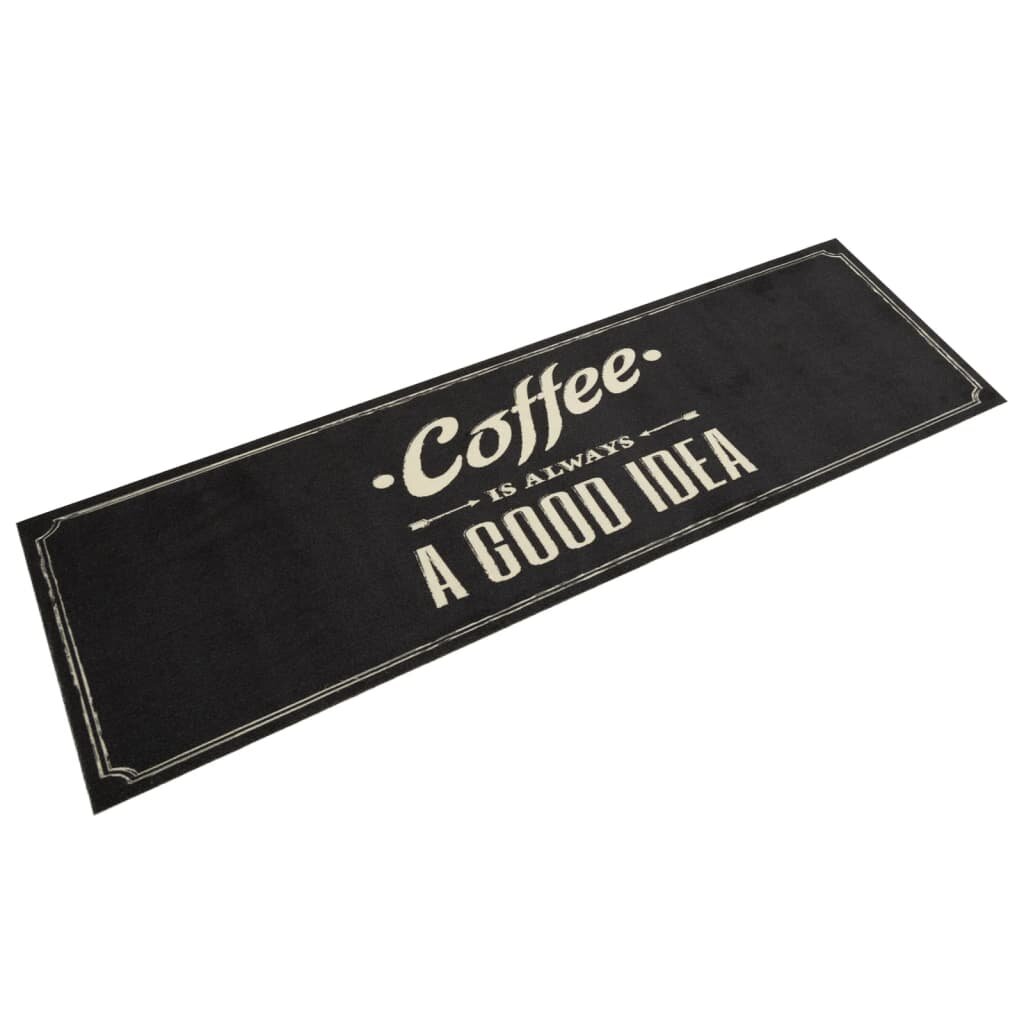 vidaXL Кухненско килимче миещо текст Coffee 45x150 см кадифе