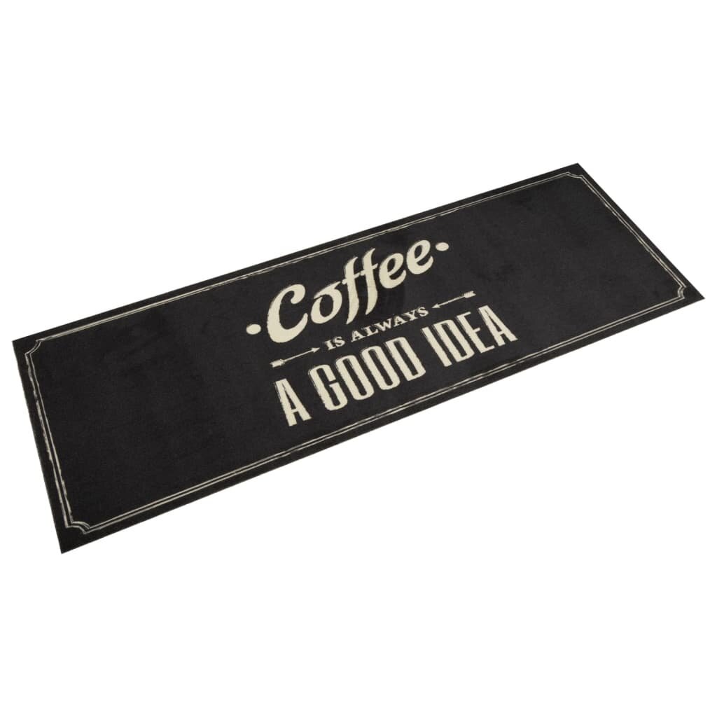 vidaXL Кухненско килимче миещо текст Coffee 60x180 см кадифе