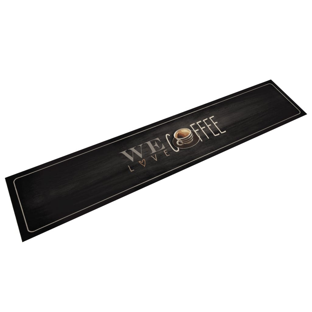 vidaXL Кухненско килимче миещо текст Coffee 60x300 см кадифе