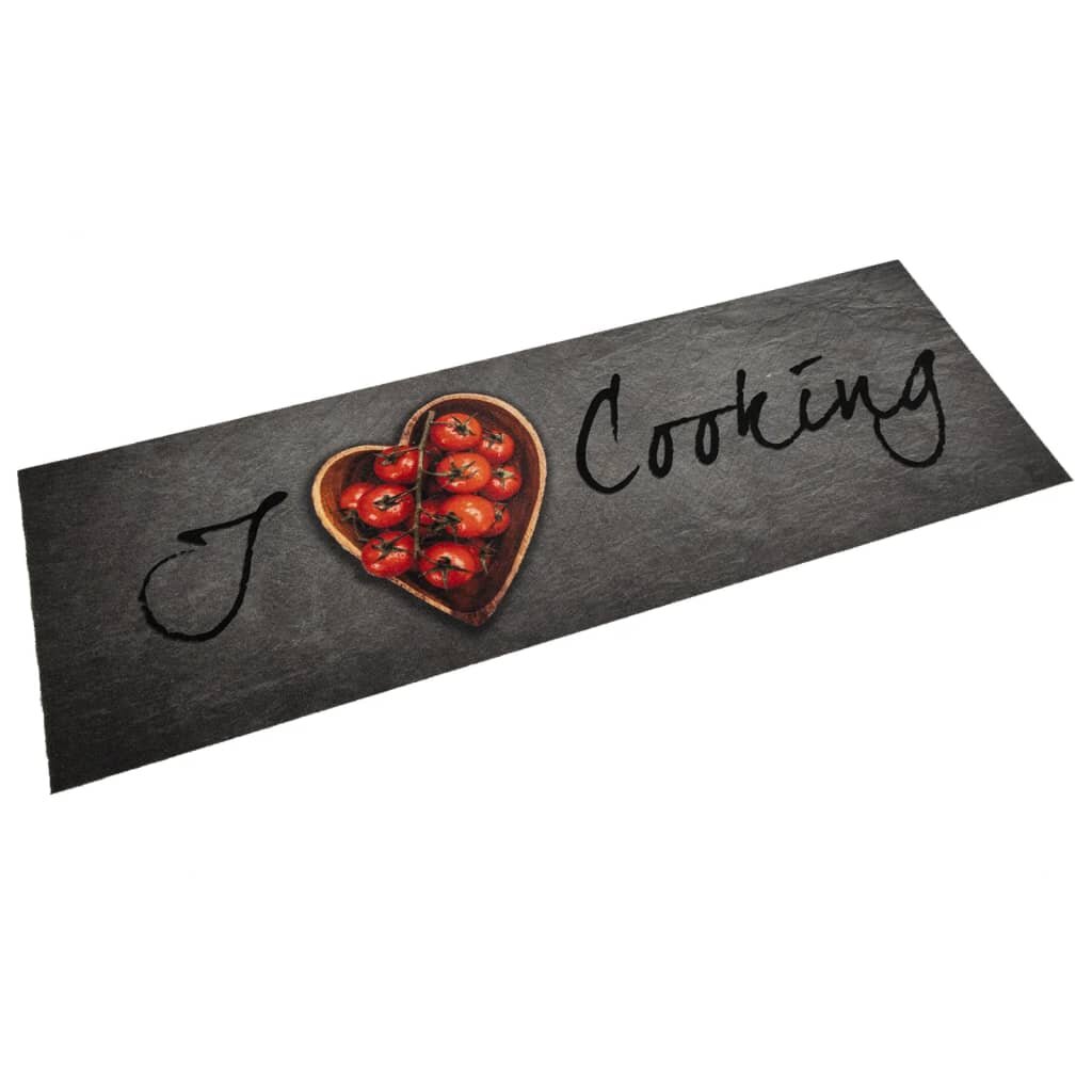 vidaXL Кухненско килимче миещо текст Cooking 60x180 см кадифе
