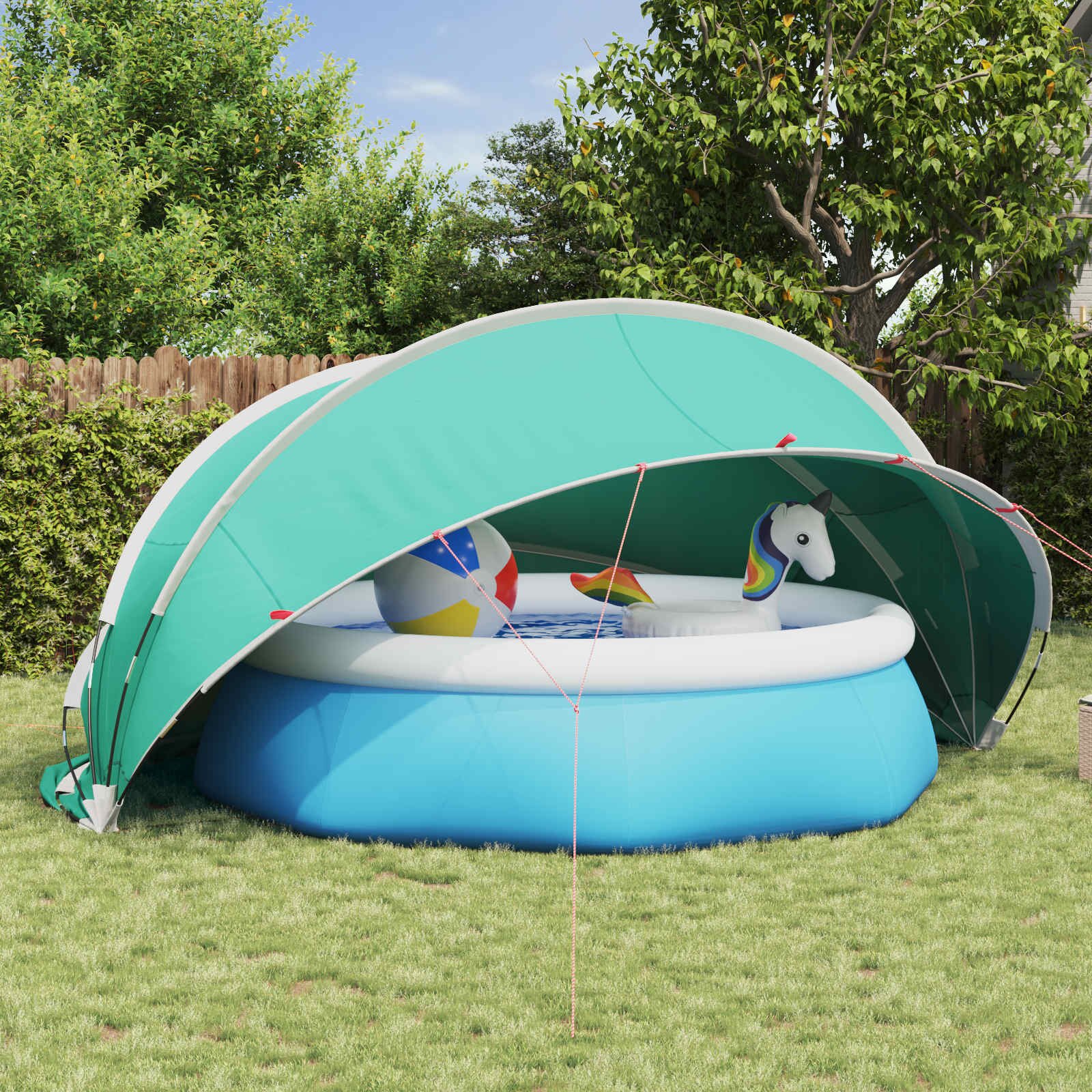 vidaXL Купол за басейн 472 x 460 x 229 см 185T полиестер с PU покритие