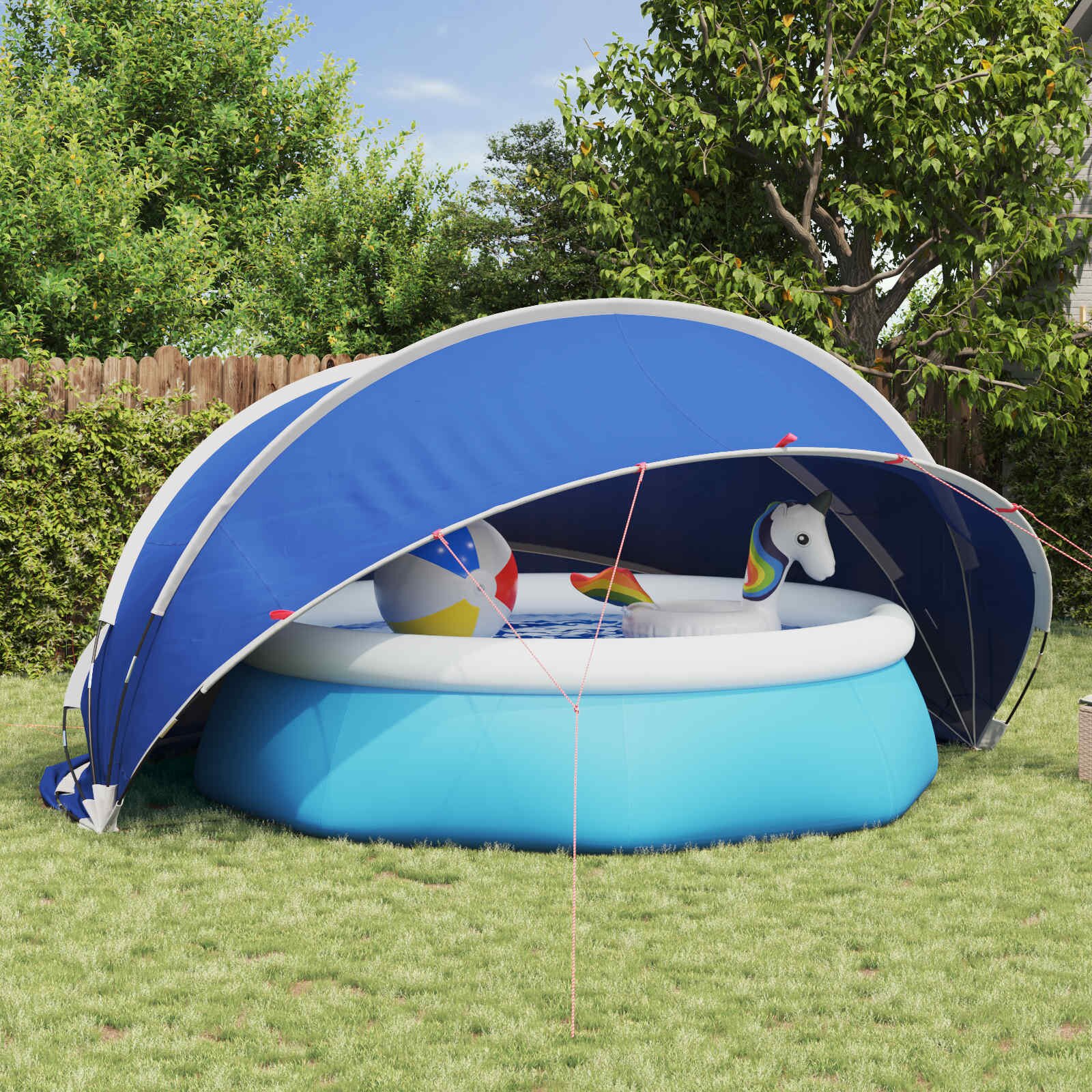 vidaXL Купол за басейн 472 x 460 x 229 см 185T полиестер с PU покритие