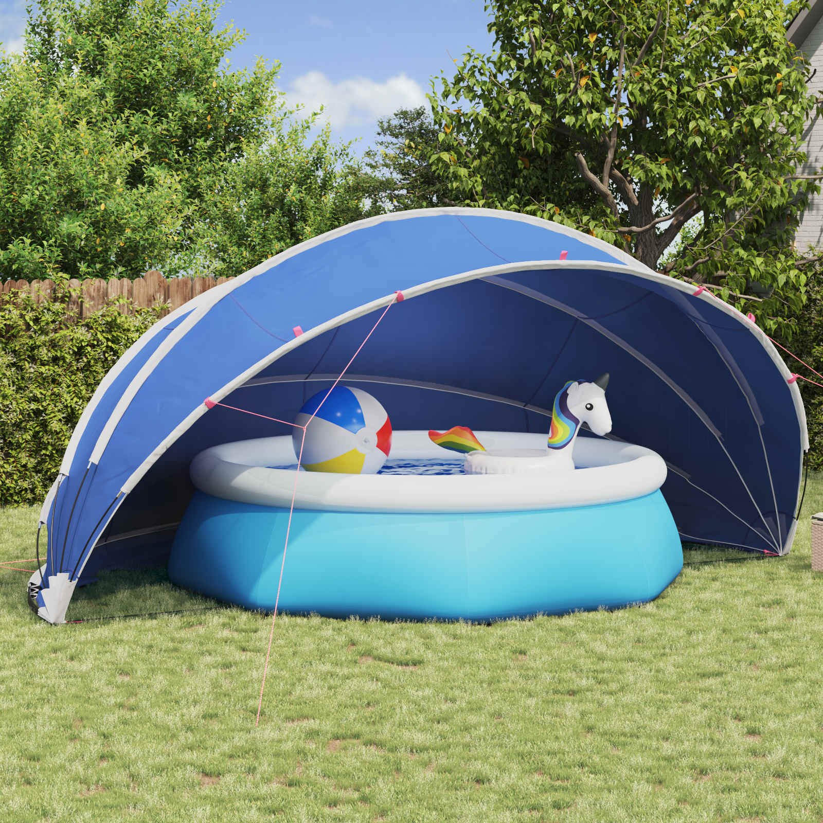 vidaXL Купол за басейн 546 x 516 x 250 см 185T полиестер с PU покритие
