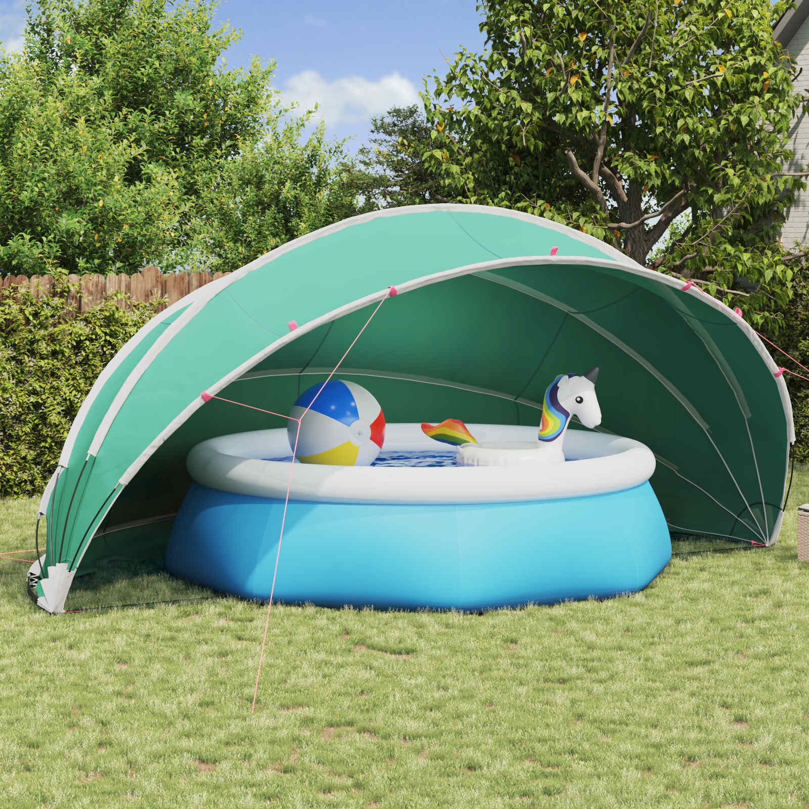 vidaXL Купол за басейн 546 x 516 x 250 см 185T полиестер с PU покритие