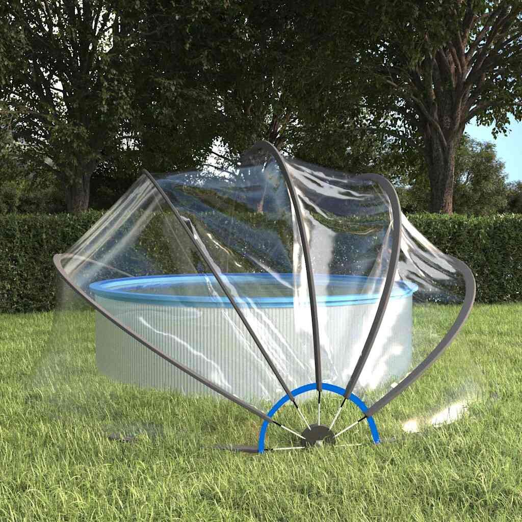 vidaXL Купол за басейн кръгъл 406x203 см PVC