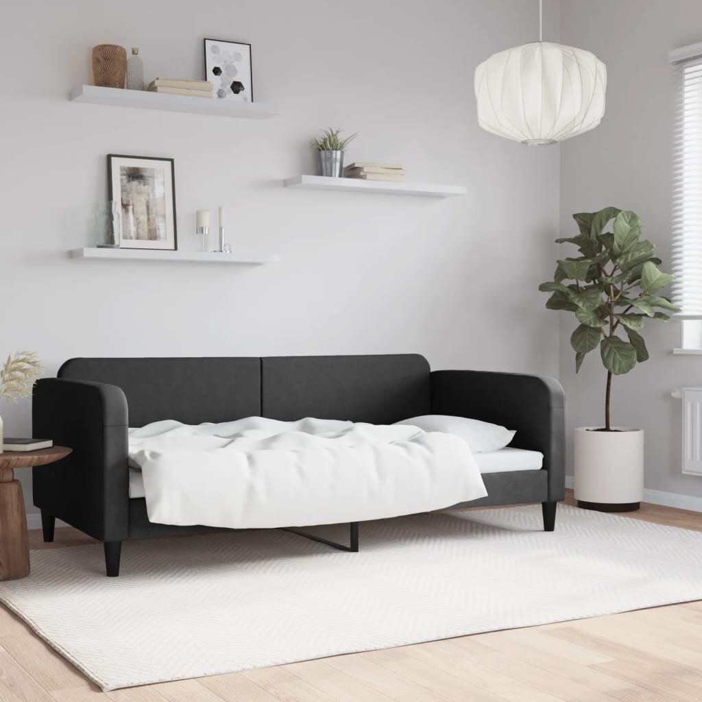 vidaXL Кушетка черна 90x190 см плат