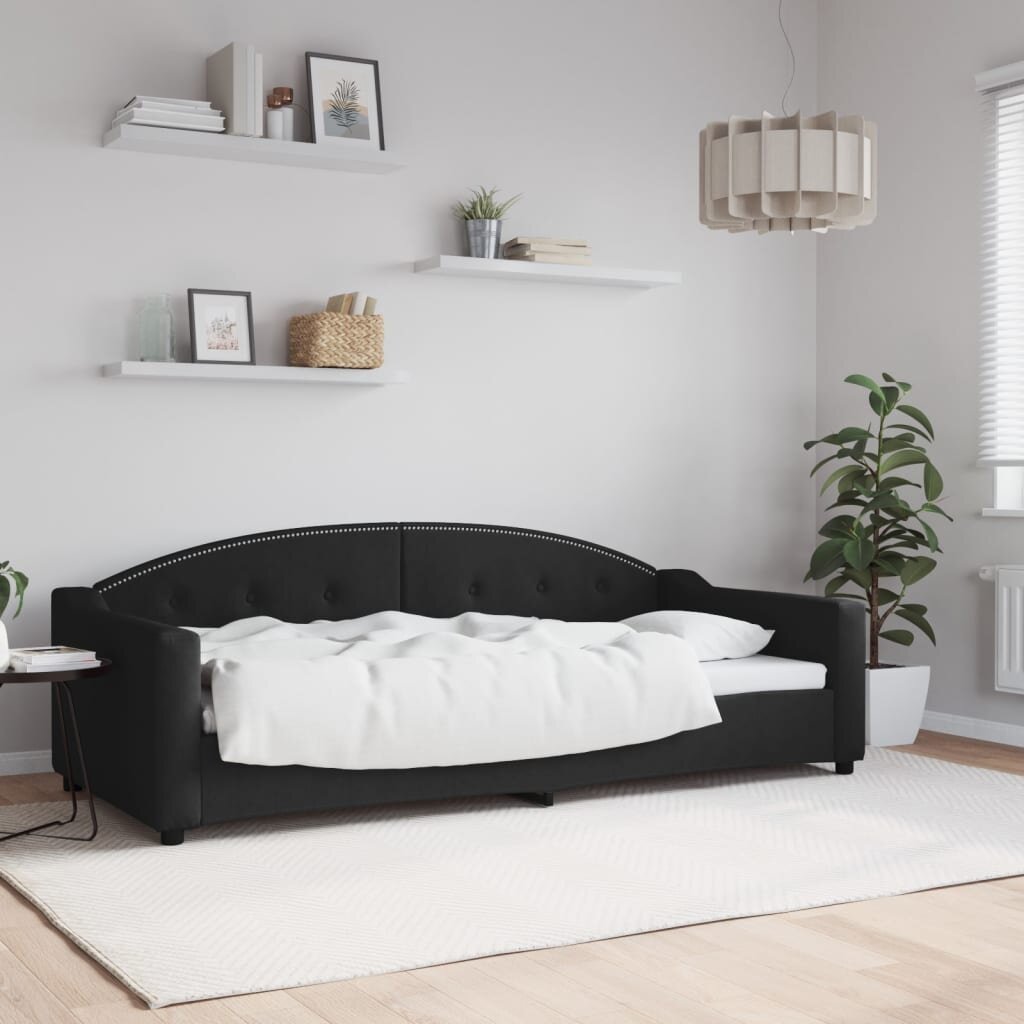 vidaXL Кушетка черна 90x200 см плат