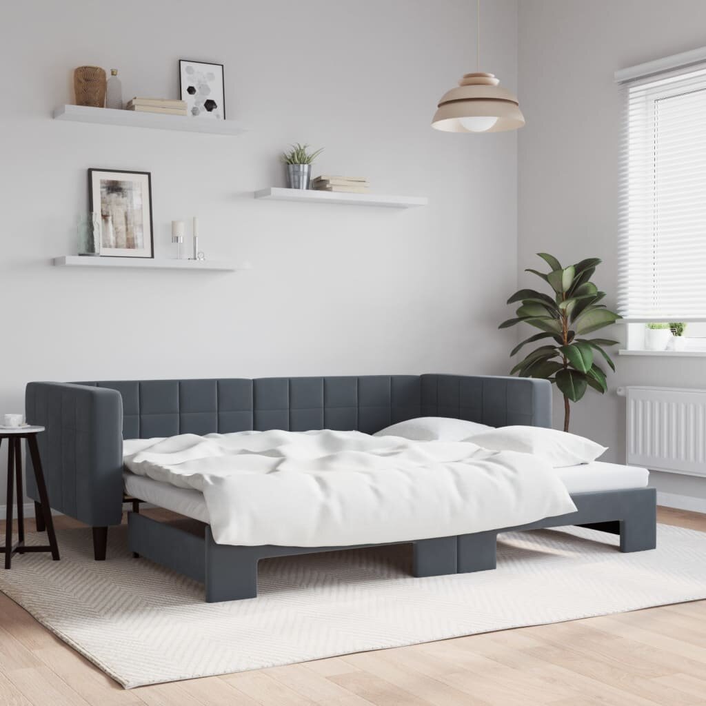 vidaXL Кушетка с издърпващ се лост без матрак тъмносива 90x190 см
