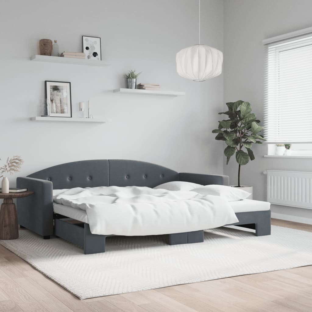vidaXL Кушетка с издърпващ се лост без матрак тъмносива 90x190 см