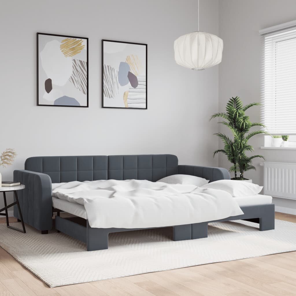 vidaXL Кушетка с издърпващ се лост без матрак тъмносива 90x190 см