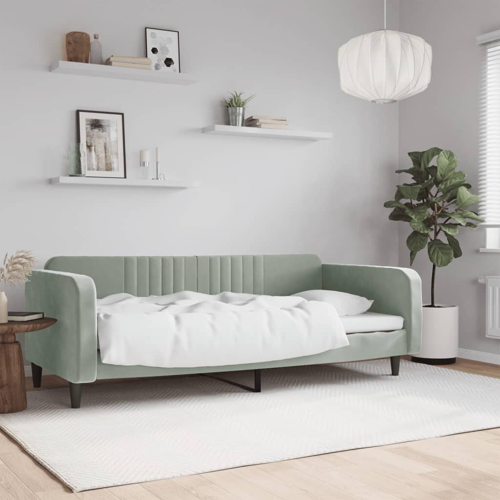 vidaXL Кушетка светлосива 90x200 см кадифе